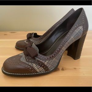 Franco Sarto Brown/Plaid Block Heels
